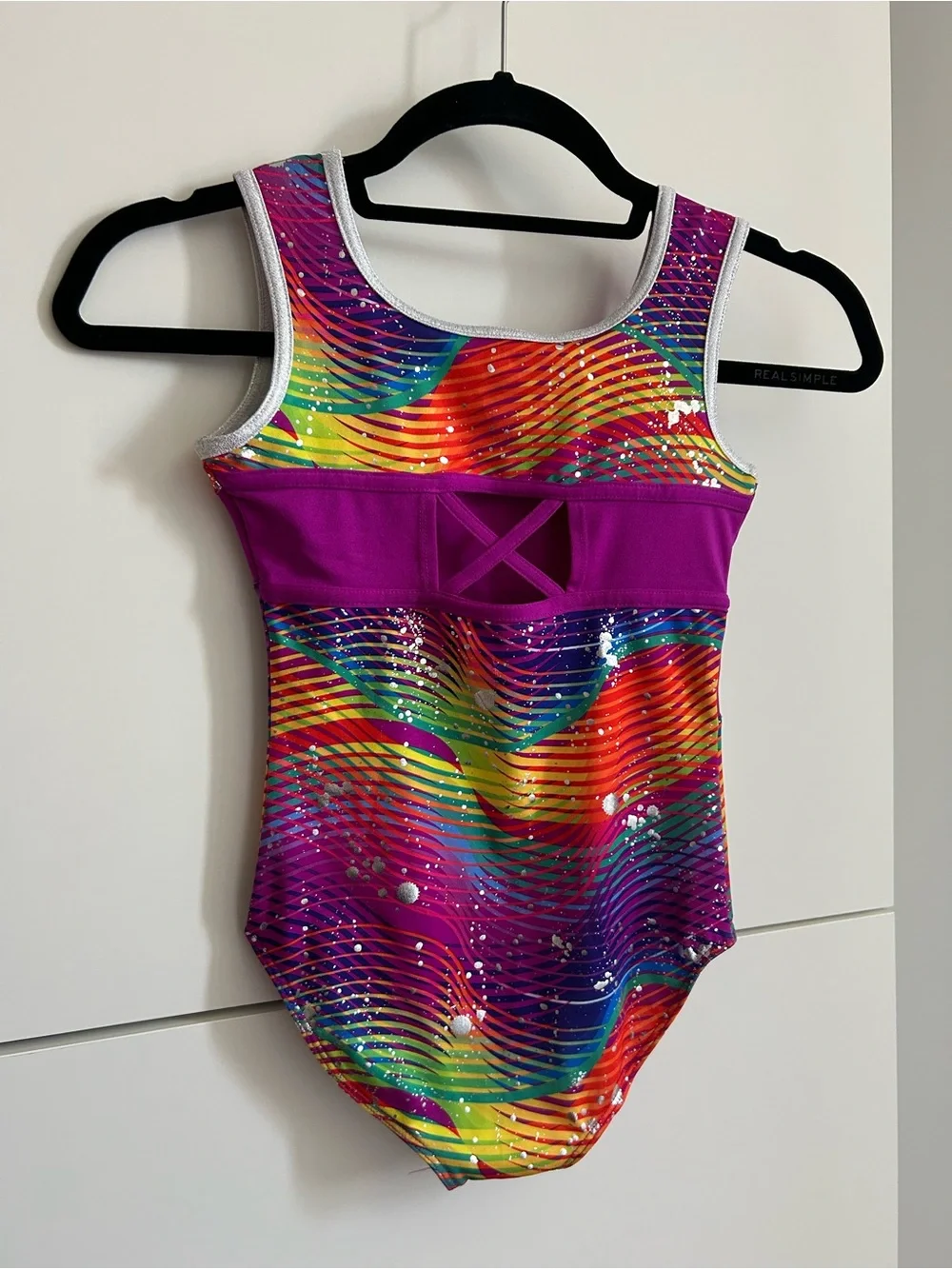 Danskin Now Purple and Multicolor Wave Gymnastics or Dance Leotard